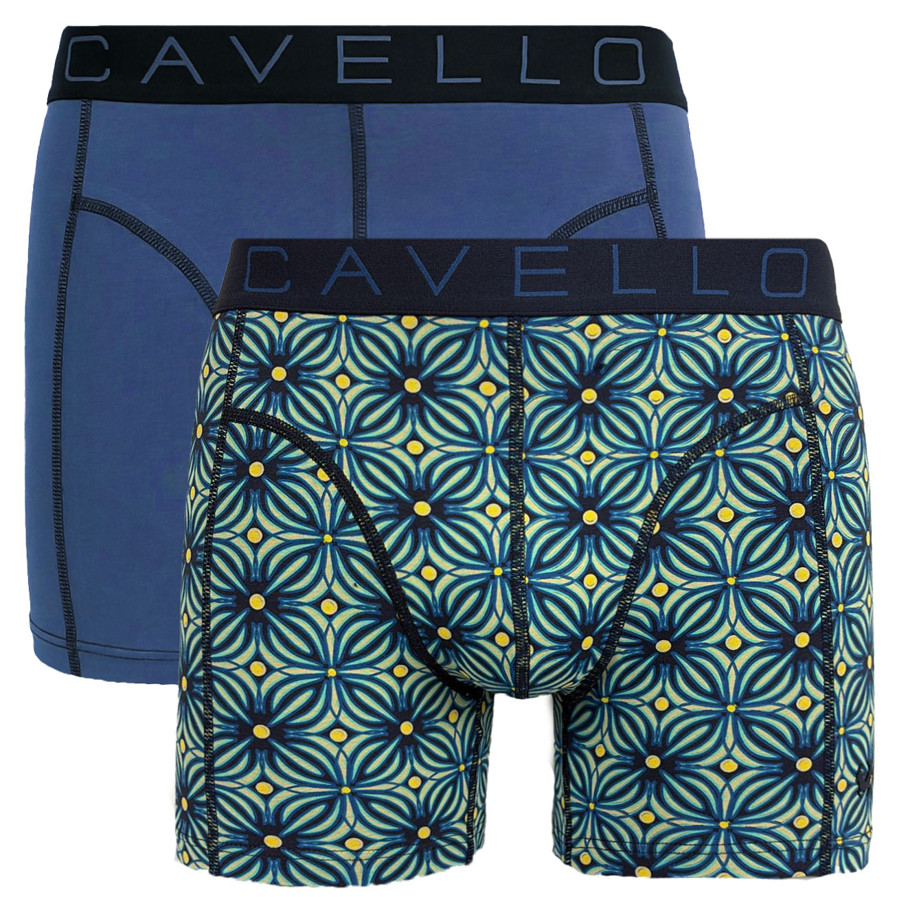 Cavello boxershorts 2-pack blauw print & blauw