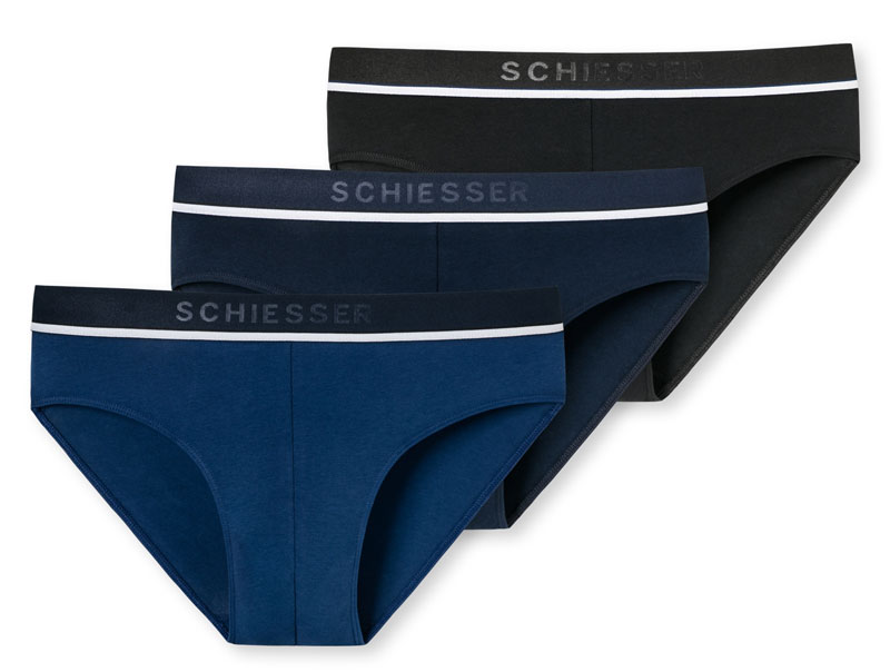 Schiesser Rio slips 3-pack 95-5 blauw-zwart