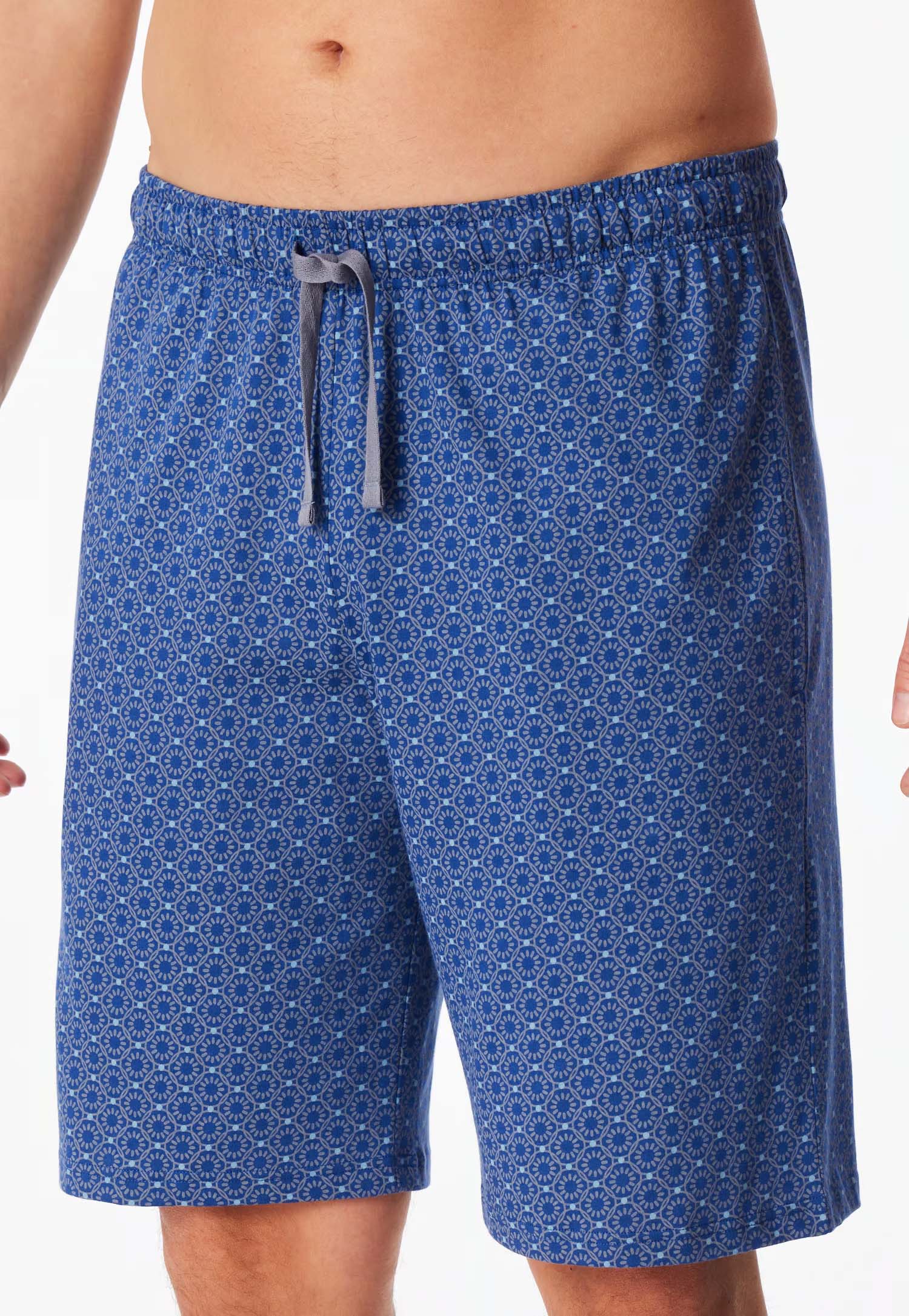 Schiesser pyjama bermuda jersey blauw met printje 