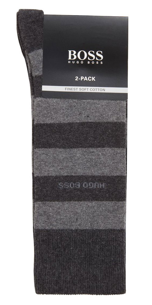 Hugo Boss heren sokken block stripe antraciet verpakking