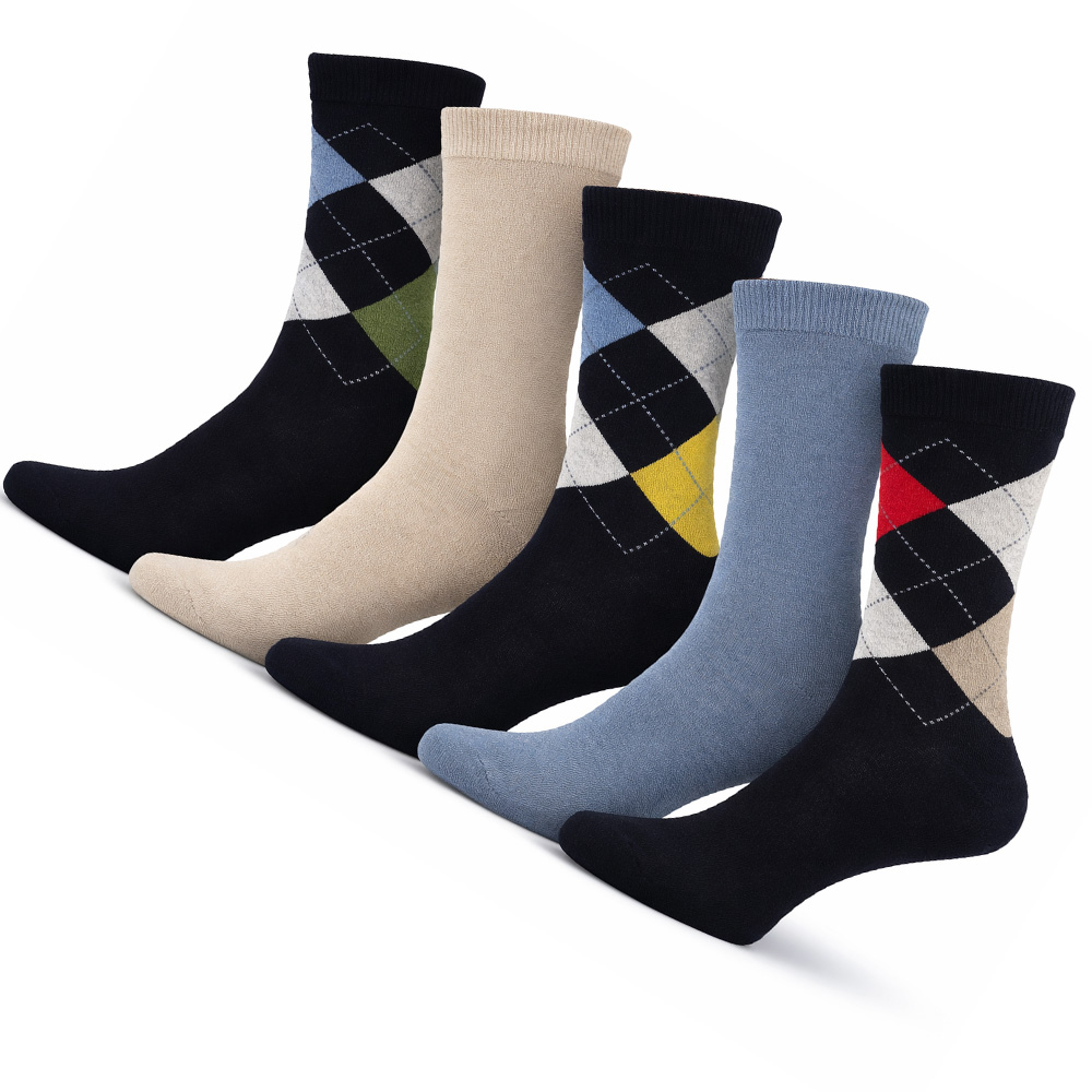 Apollo sokken 5-paar ruit-effen