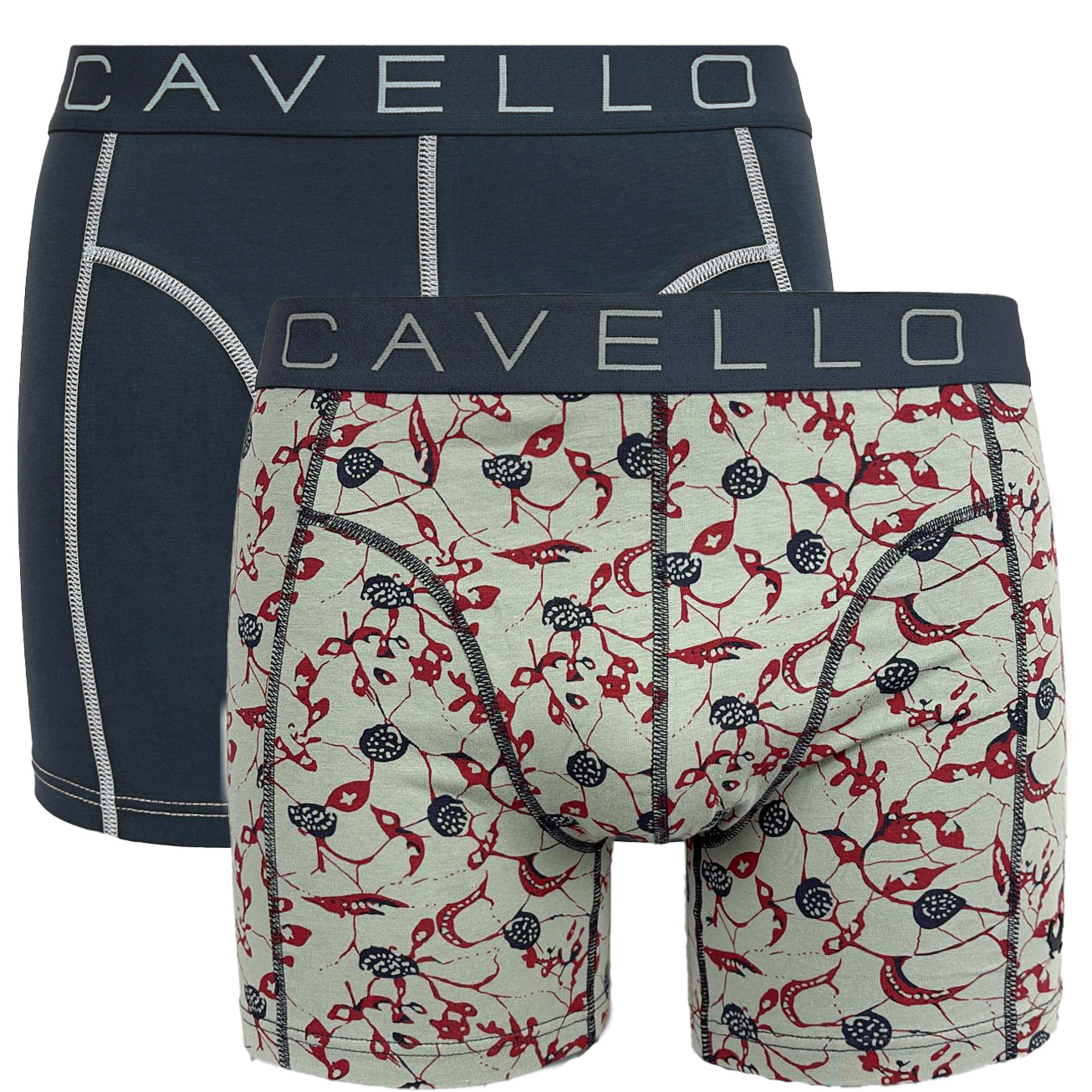 Cavello boxershorts 2-pack grijs print & blauw