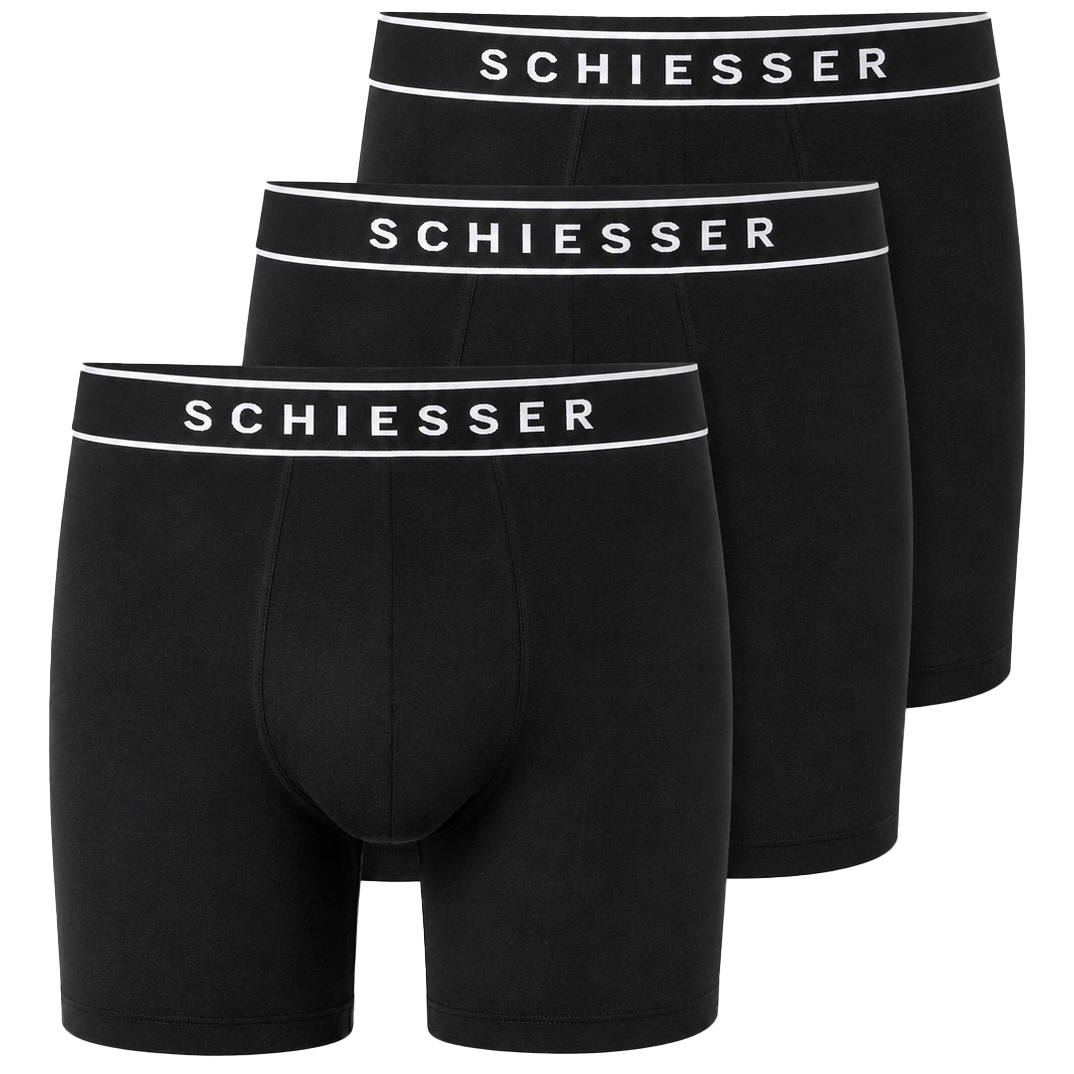 Schiesser 95/5 Boxershorts lang 3-pack zwart