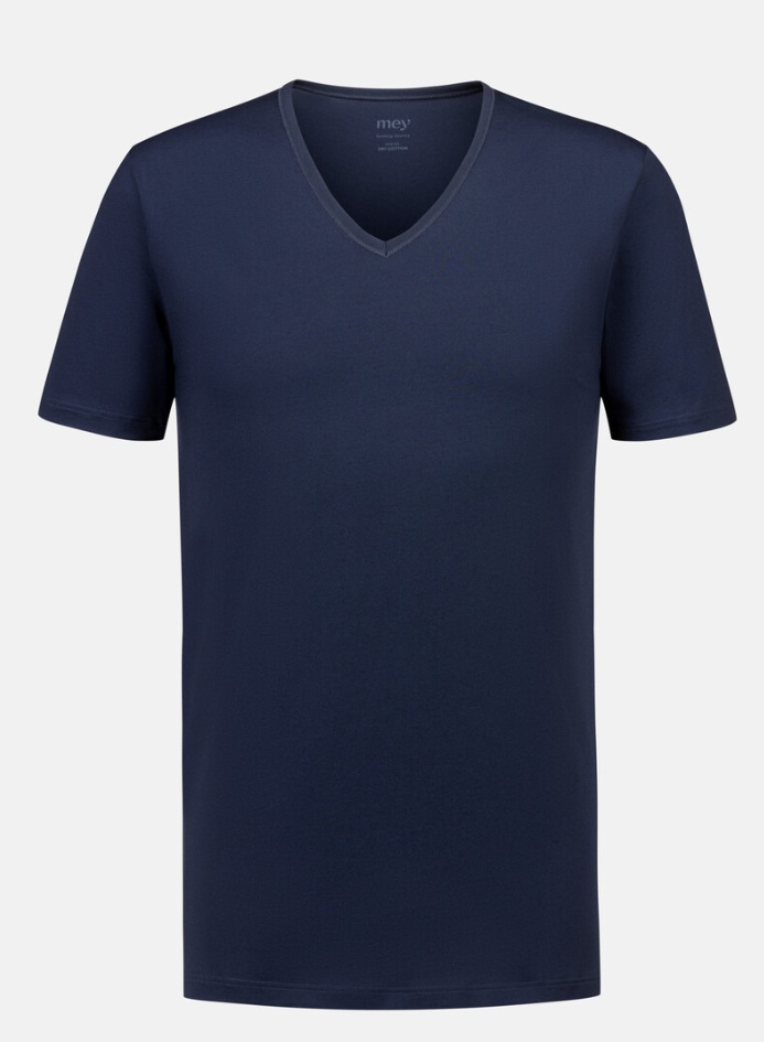 Mey dry cotton T-shirt V-hals blauw