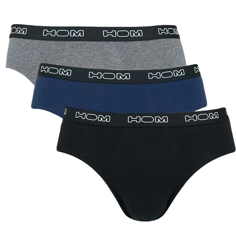 Hom Mini slips boxerline 3-pack zwart-blauw-grijs