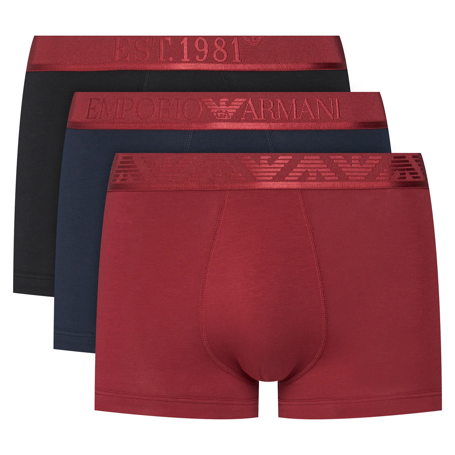 Armani boxershorts 3-pack  zwart-rood-blauw
