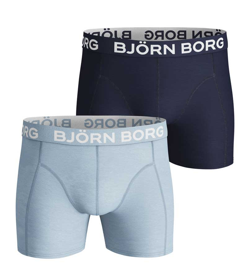 Bjorn Borg Boxershort Solid bleu 2-pack