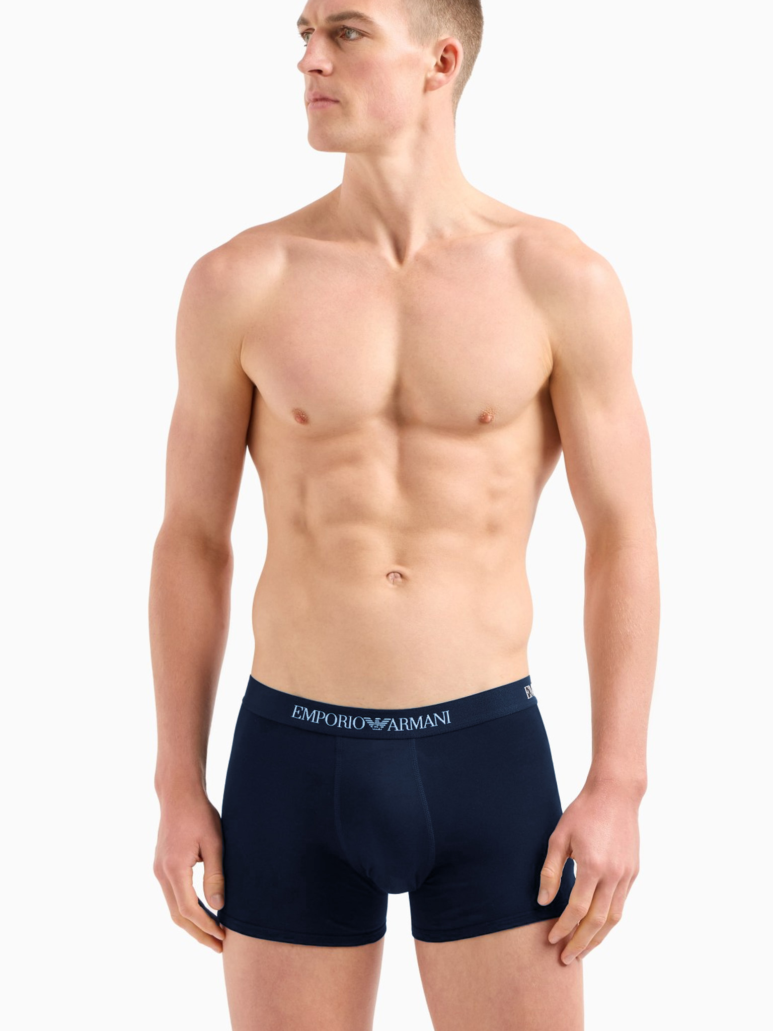 Armani trunk - short met logo band 3-pack blauw