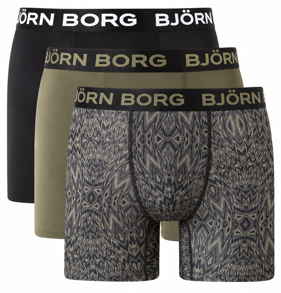 Bjorn Borg boxershorts Sport microfiber 3-pack groen/zwart