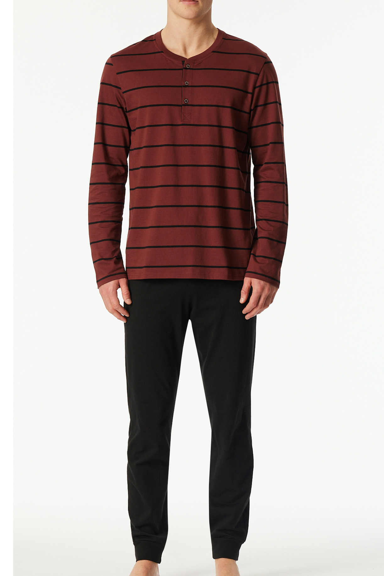 Schiesser Pyjama met knoopjes rood-zwart