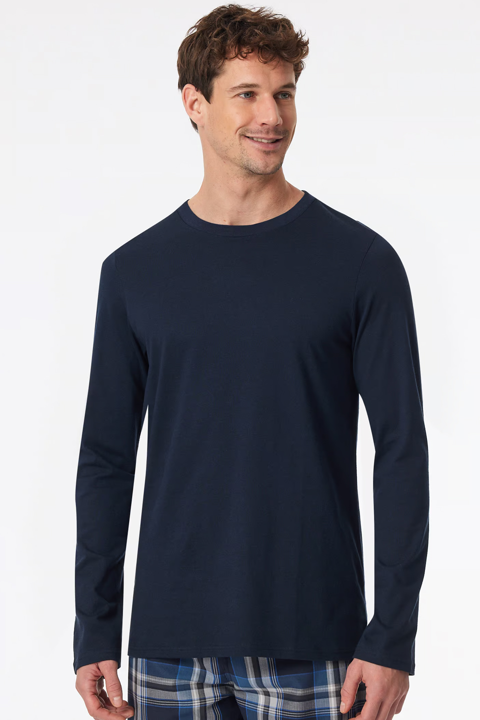 Schiesser Pyjamashirt ronde hals lange mouw