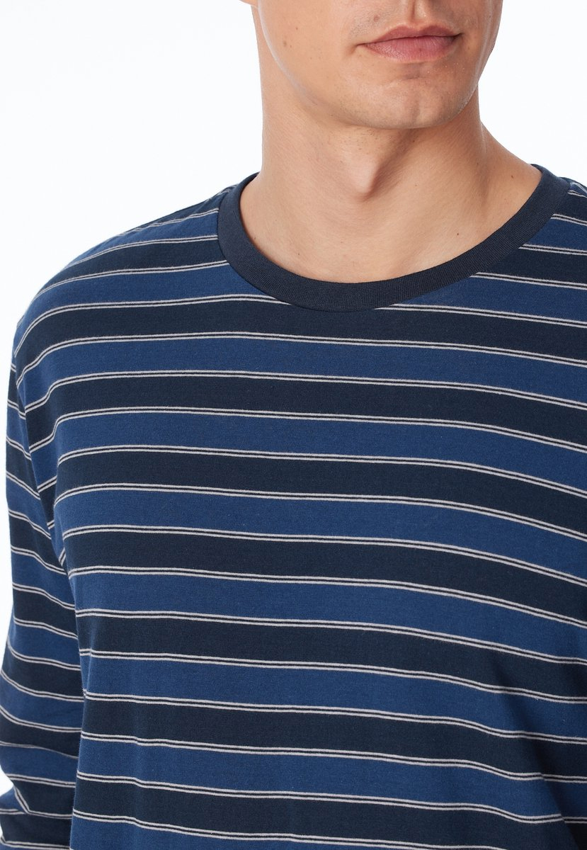 Schiesser pyjama Uncover met boorden blauw