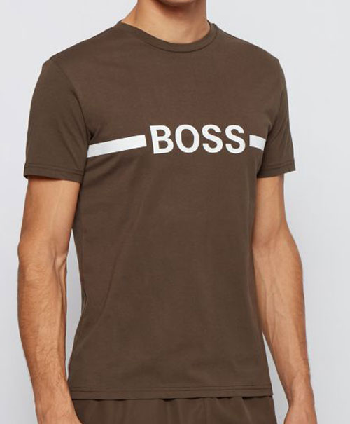 Hugo Boss T-shirt logo bruin-wit voorkant