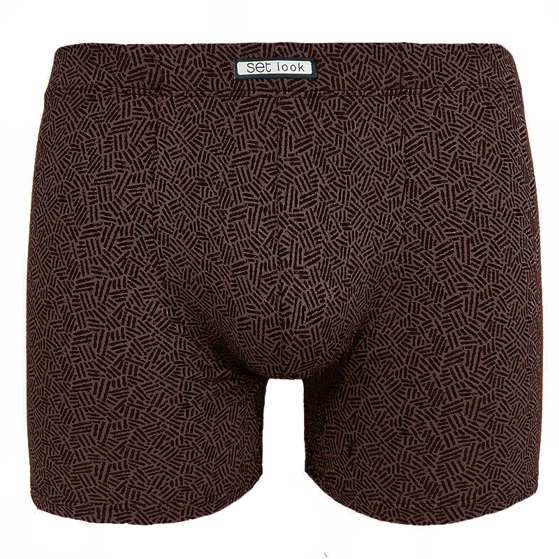 Set Boxershort streepjes print microfiber bruin  