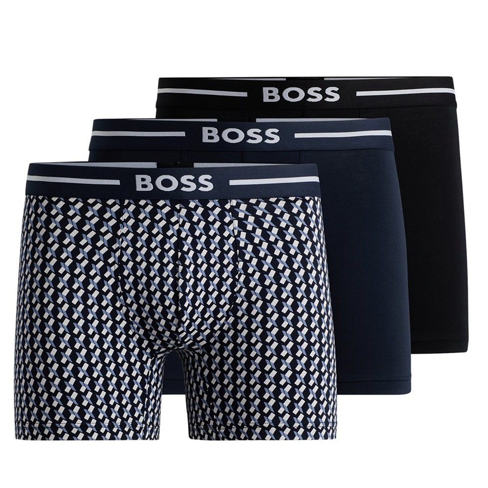 Hugo Boss boxershorts Bold 3-pack blauw-zwart