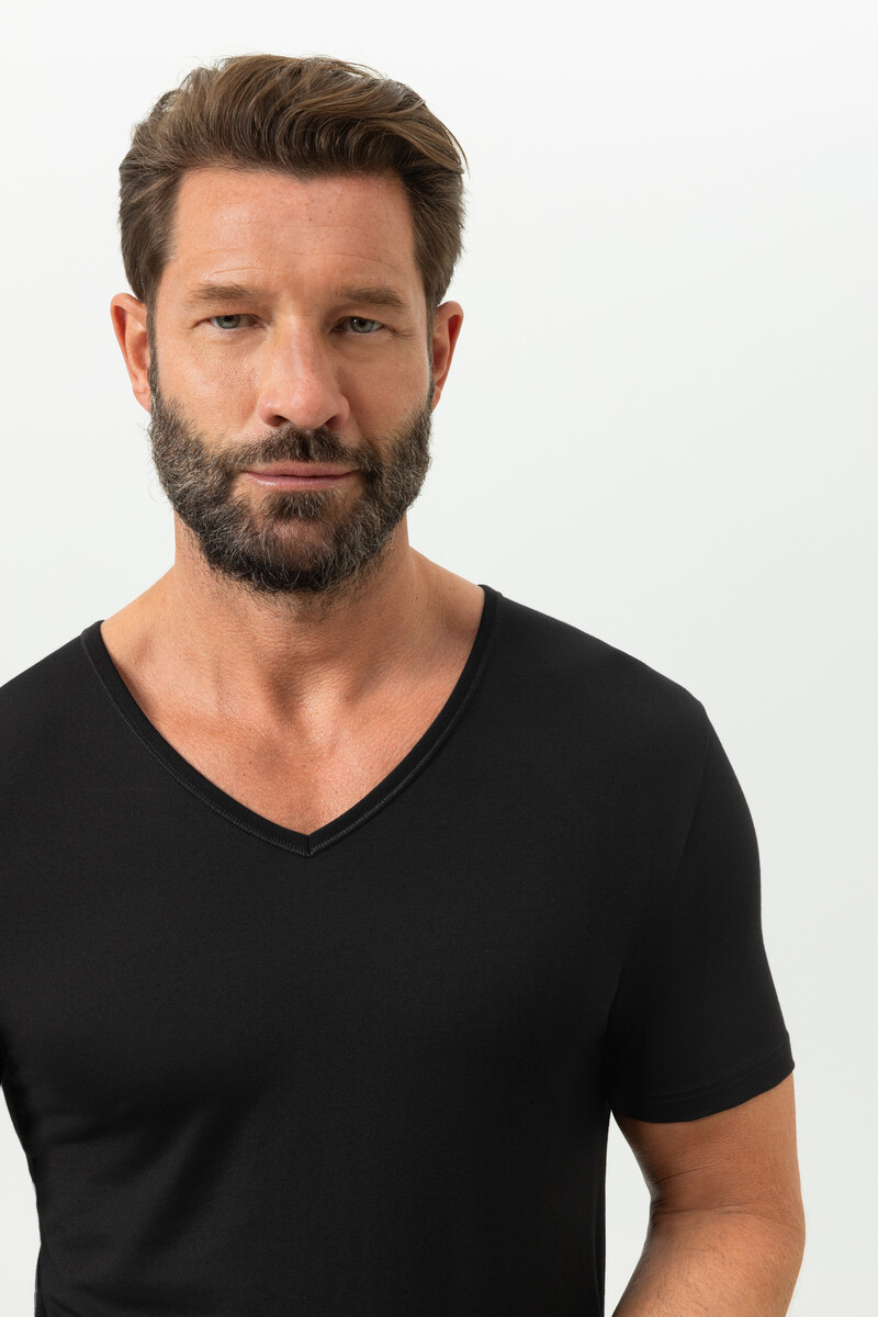 Mey dry cotton T-shirt V-hals zwart