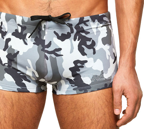 Diesel zwemboxer Hero camouflage grijs voorkant