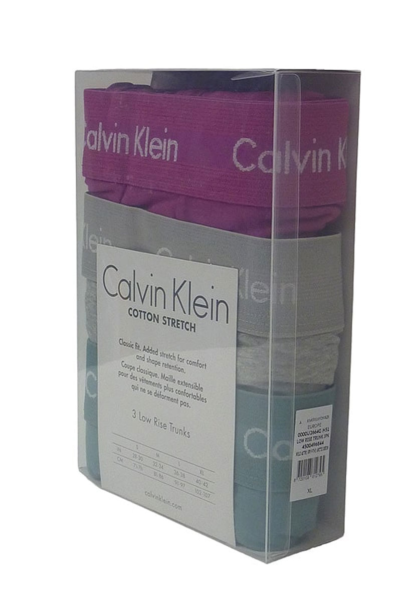 Calvin Klein Short low rise 3-pack grijs-fuchsia-groen 
