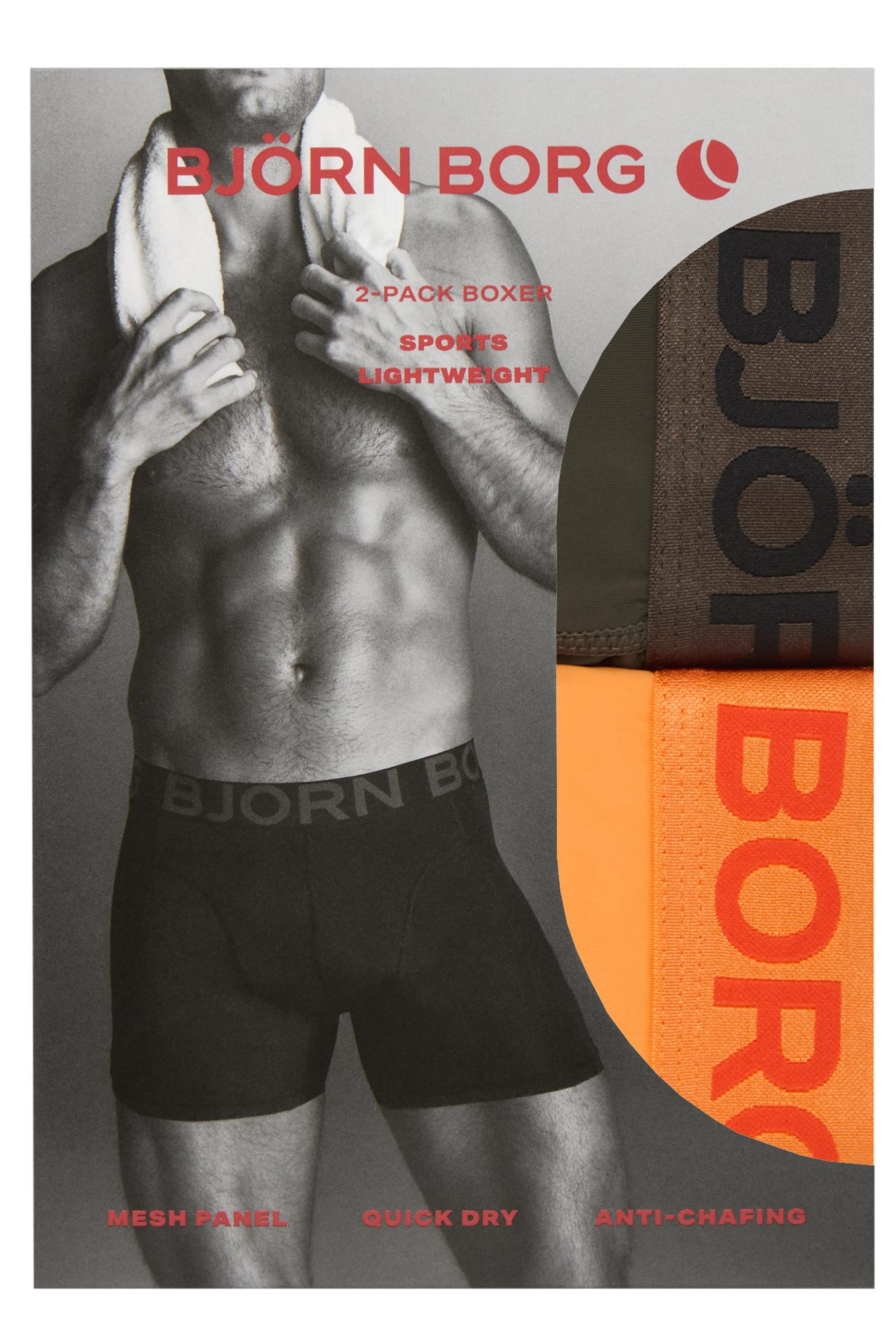 Bjorn Borg Boxershorts sports microfiber 2-pack oranje - blauw