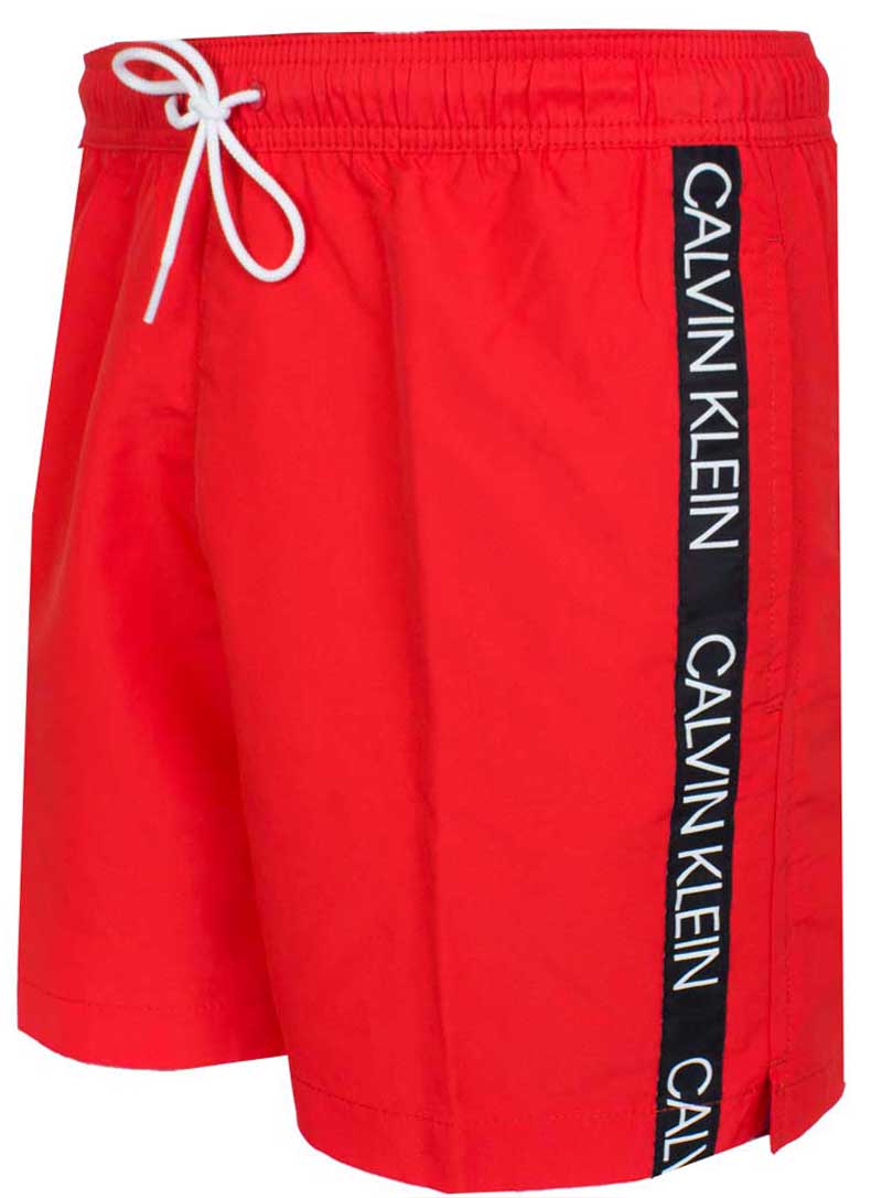 Calvin Klein zwemshort medium drawstring rood zijkant