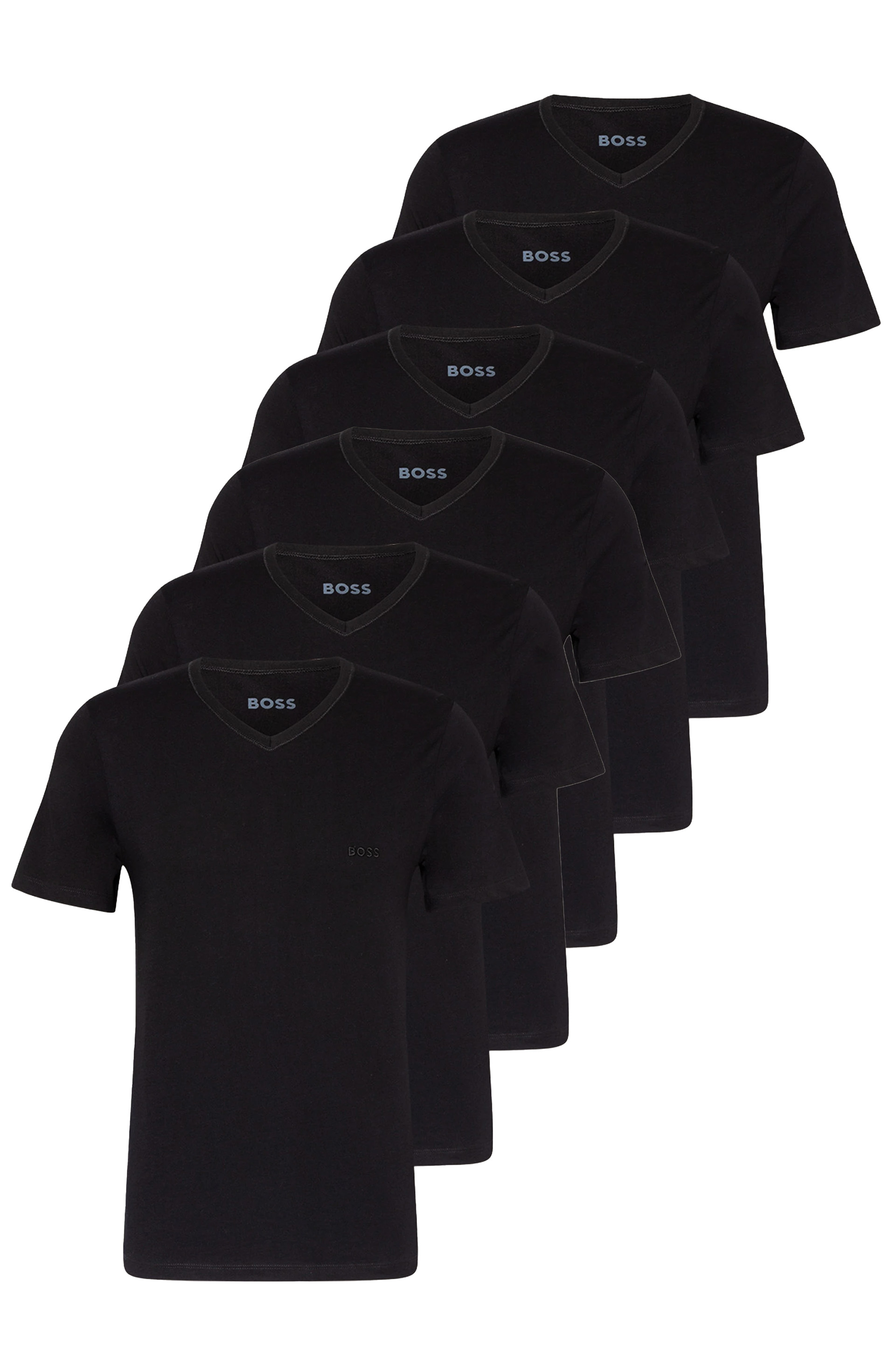 Boss T-shirts V-hals 6-pack zwart