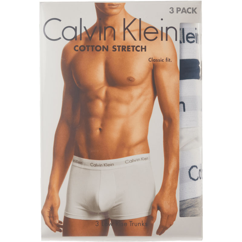 Calvin Klein boxershorts low rise grijs-zwart-wit voorkant