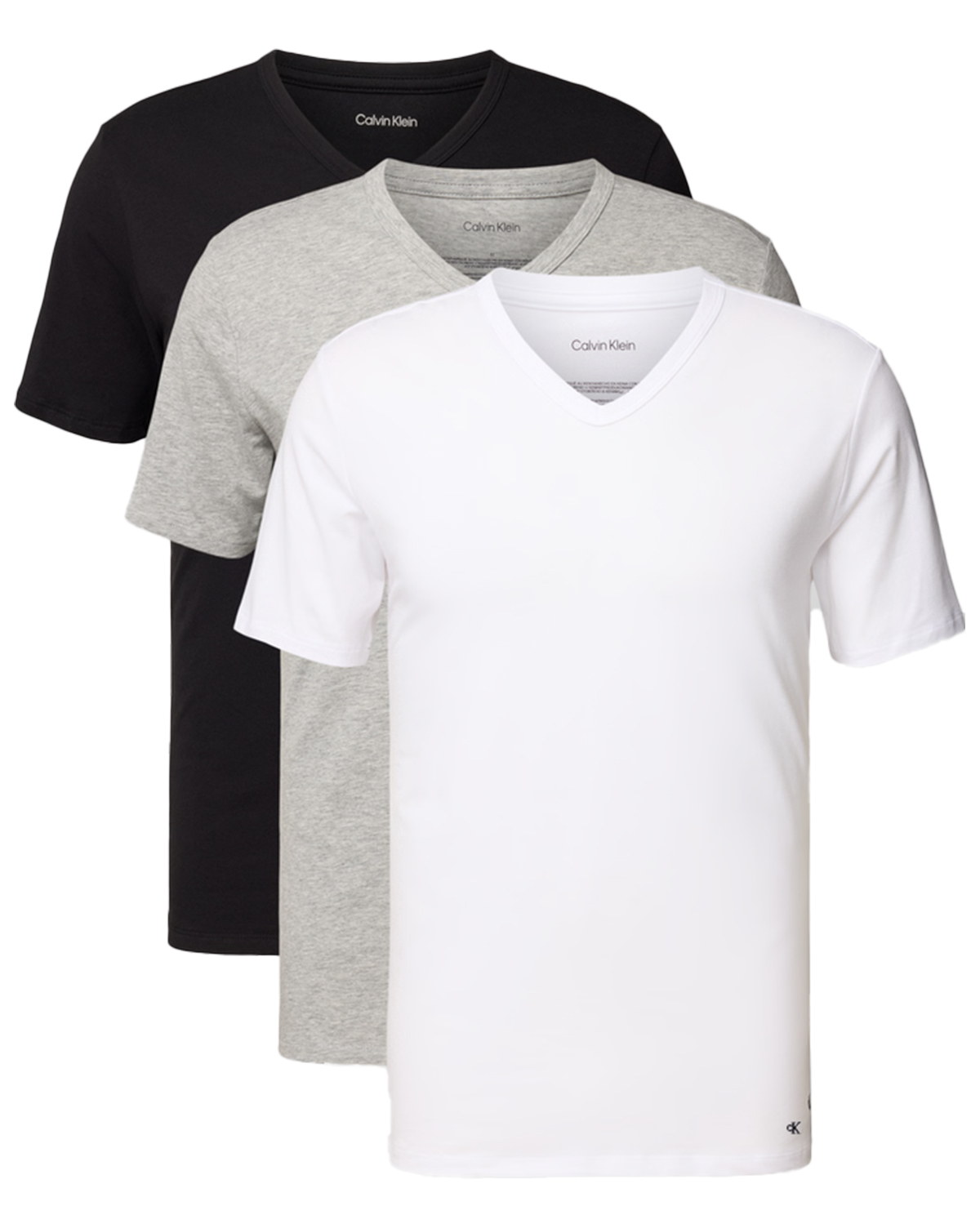 Calvin Klein T-shirts V-hals cotton stretch 3-pack grijs wit zwart