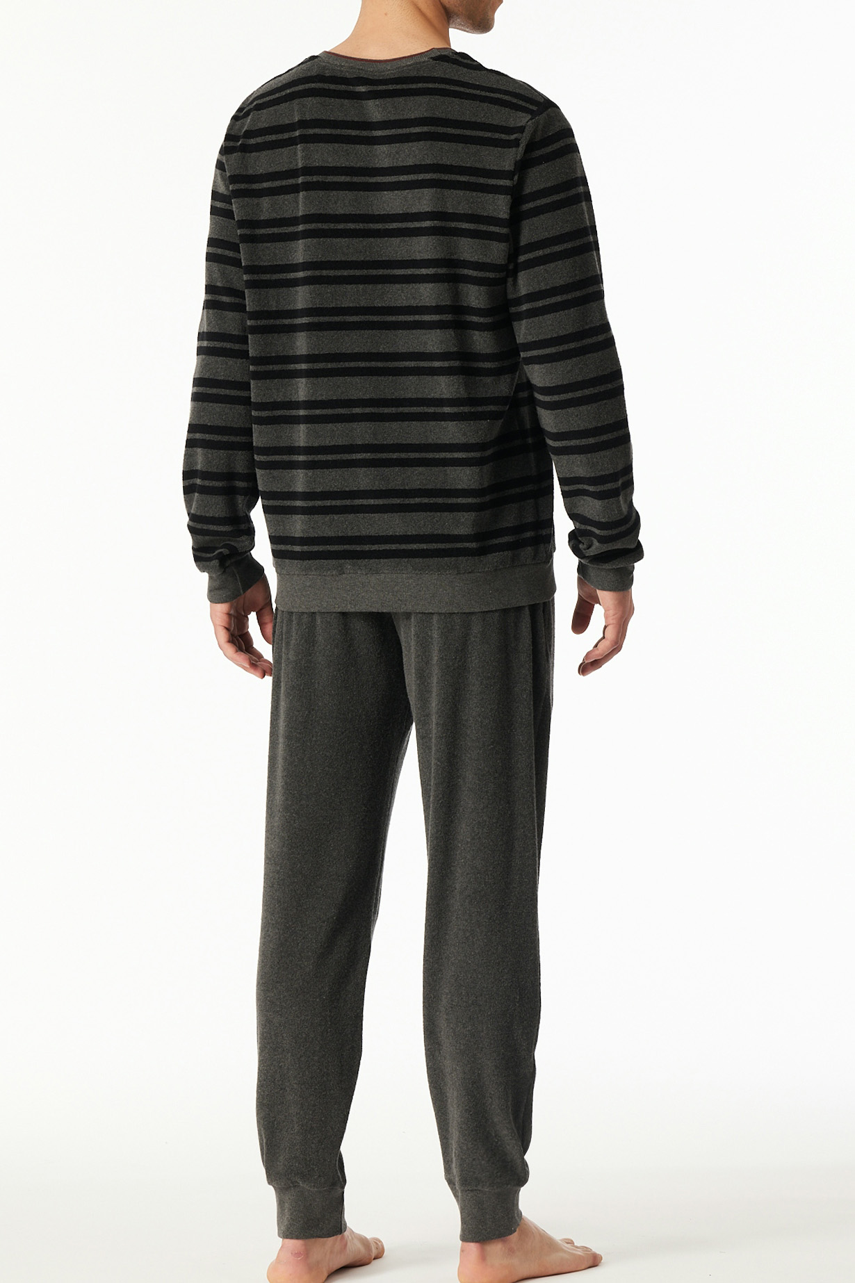 Schiesser badstof Pyjama met boorden grijs