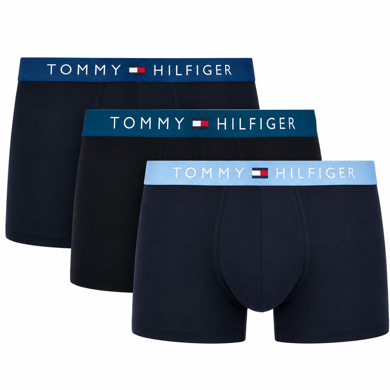 Tommy Hilfiger boxers-trunk stretch cotton 3-pack zwart met gekleurde band