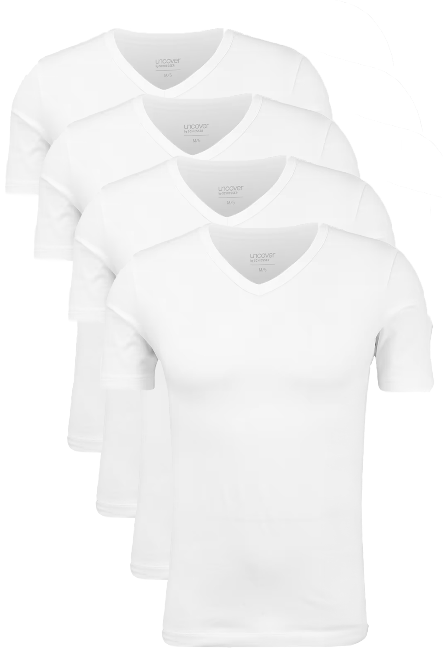 Schiesser T-shirt V-hals Uncover 4-pack wit