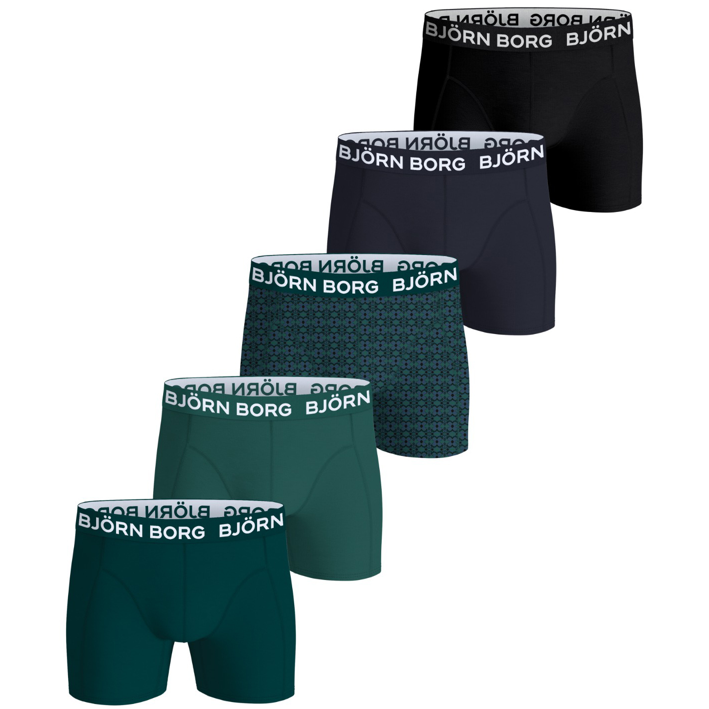 Bjorn Borg boxershorts cotton stretch 5-pack groen mix