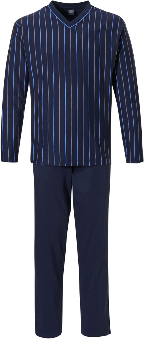 Robson pyjama met V-hals en strepen voorkant