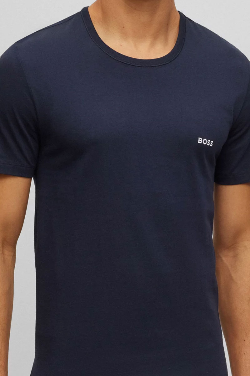 Hugo Boss T-shirt O-hals grijs-blauw-wit 3-pack
