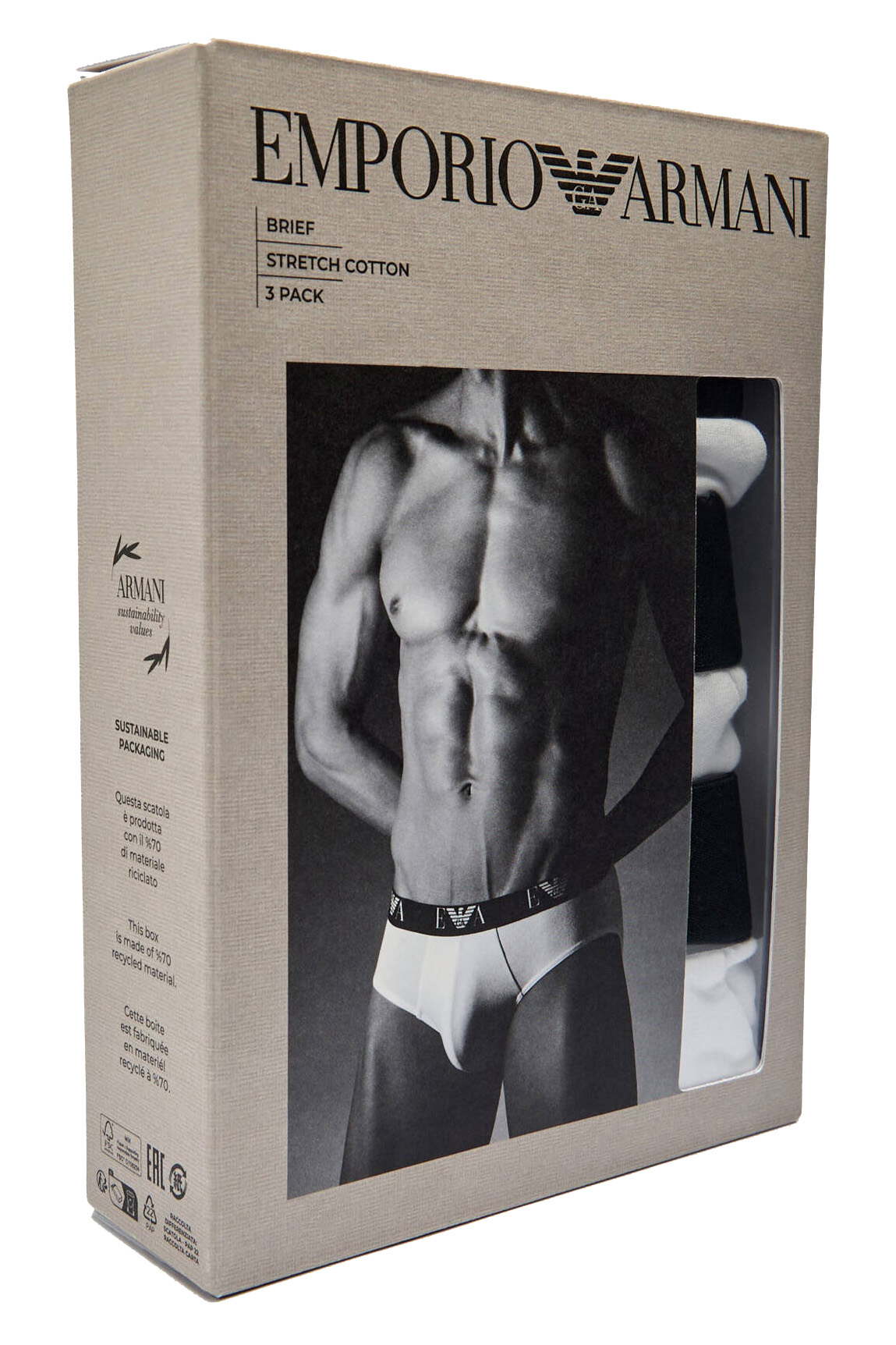 Armani slips EA logo band 3-pack wit