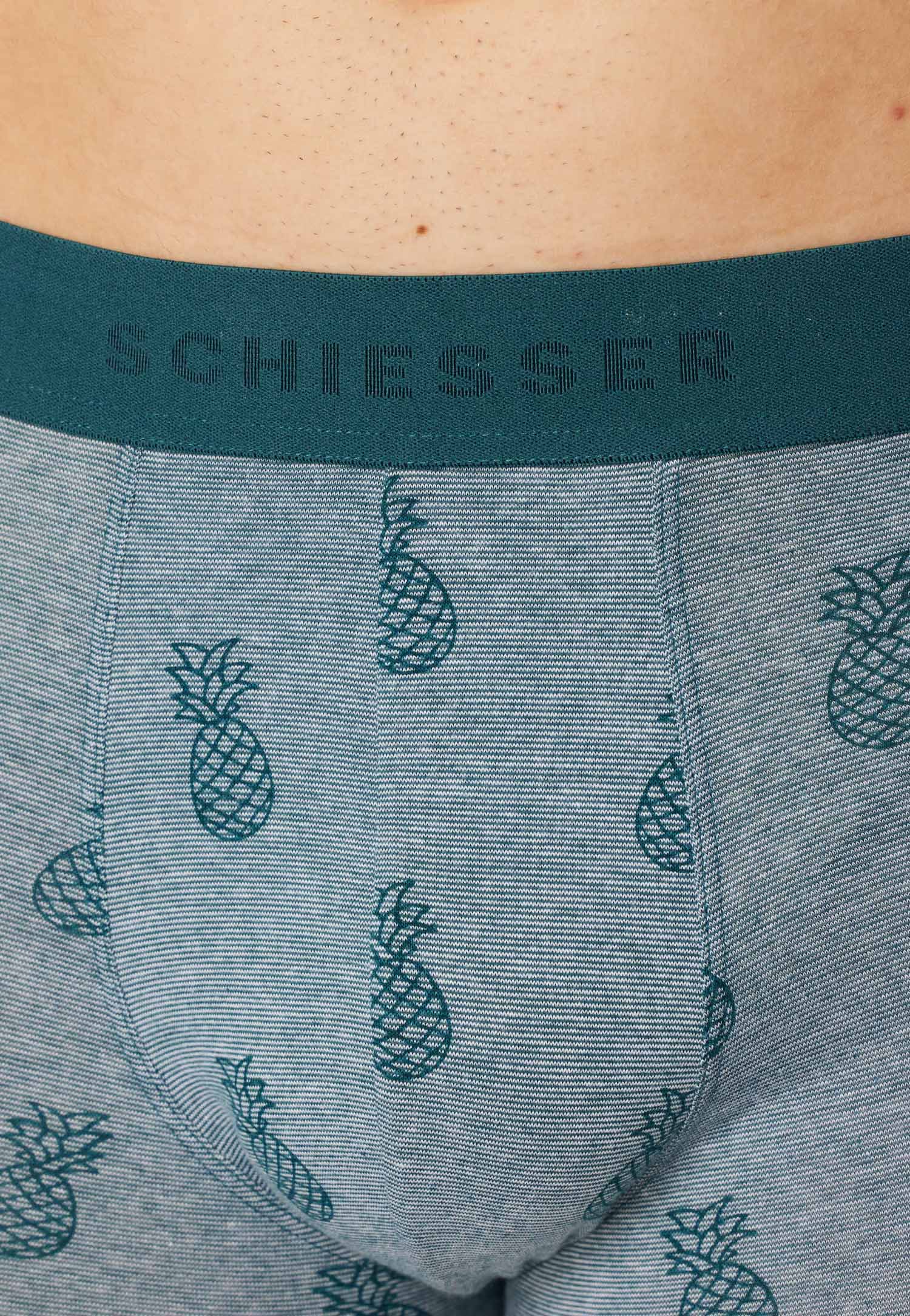 Schiesser Boxershorts 95/5 zwart-groen 5-pack  