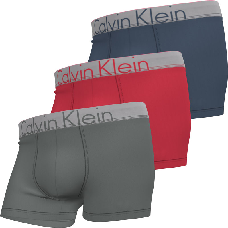 Calvin Klein boxershorts Steel 3-pack grijs-rood-blauw