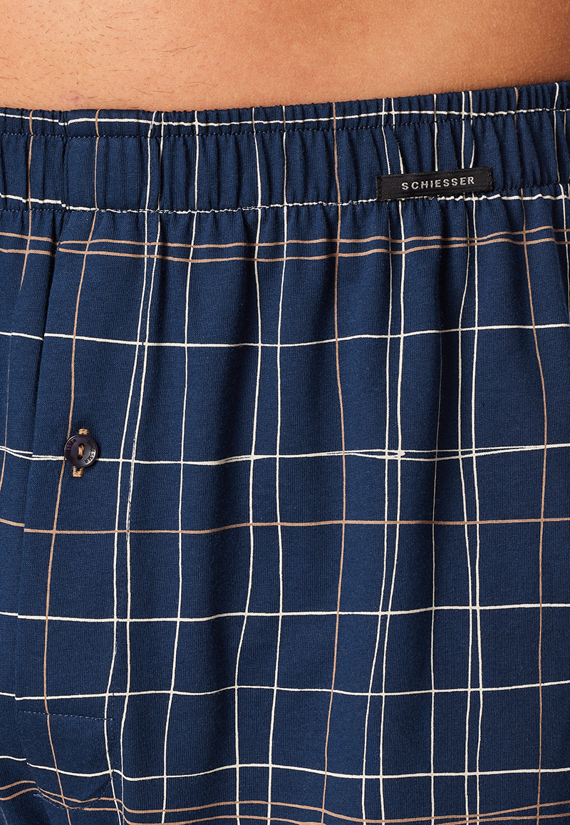 Schiesser Boxers Jersey 2-pack blauw ruitje