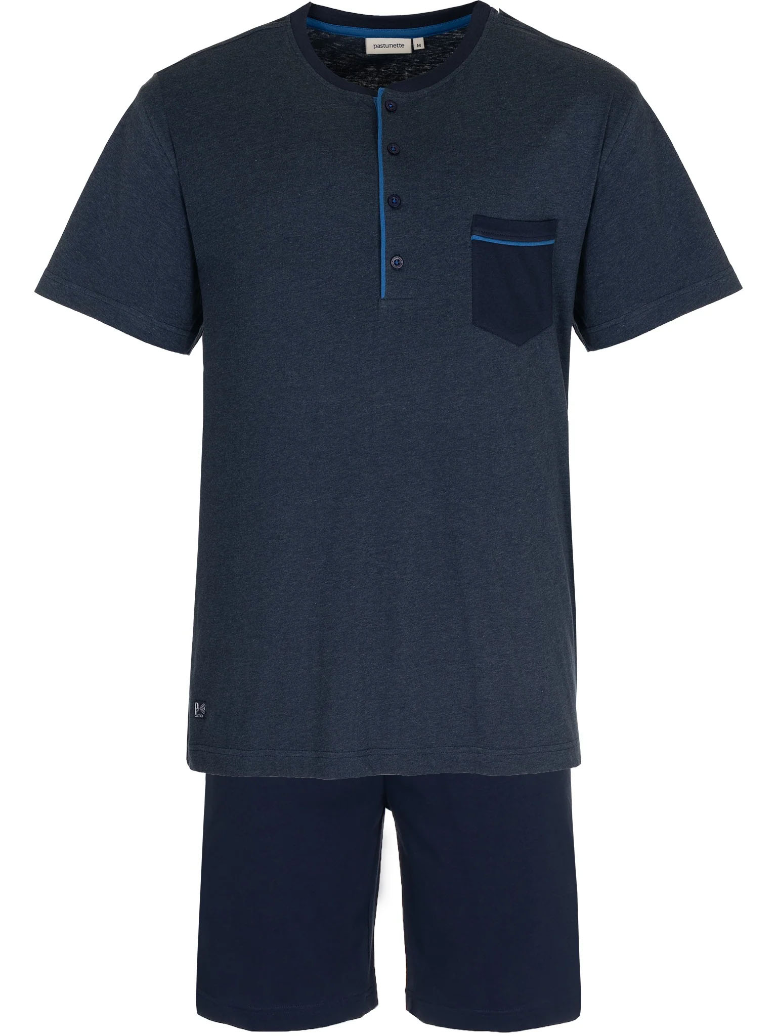 Pastunette Shortama met knoopjes blauw