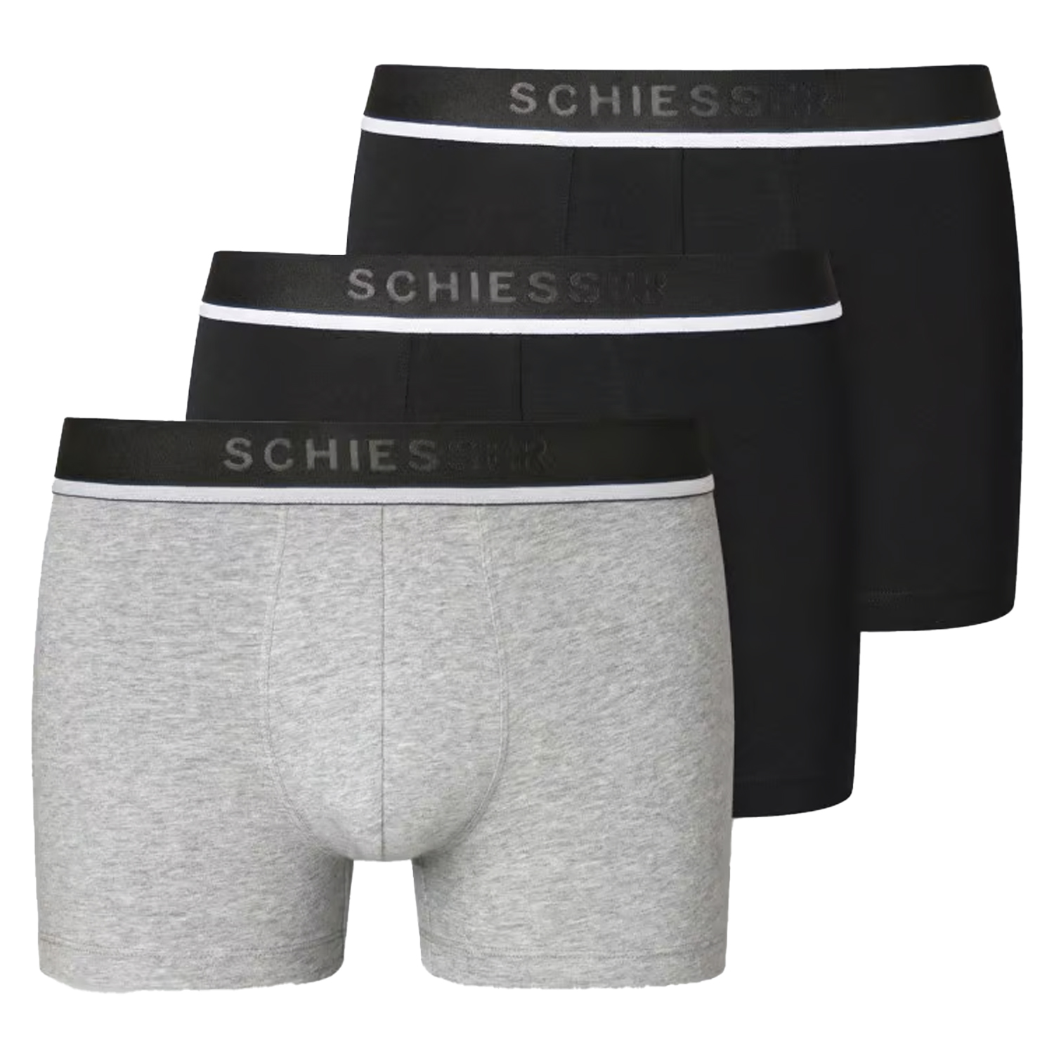 Schiesser Boxershorts 95/5 3-pack zwart-grijs