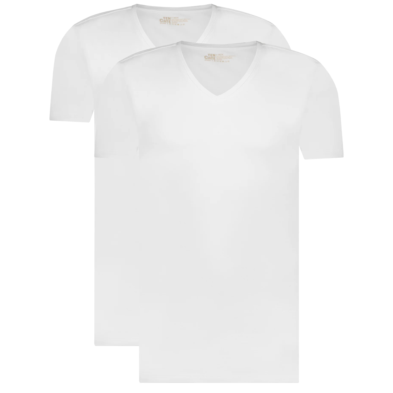Ten Cate basics V-hals stretch shirt 2-pack wit