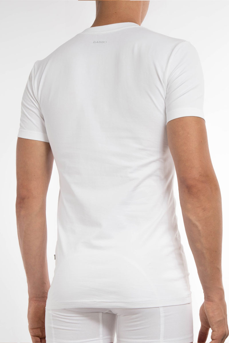 Claesens T-shirt V-hals stretch 2-Pack wit