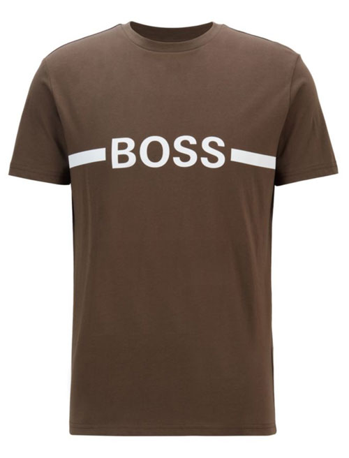 Hugo Boss T-shirt logo bruin-wit