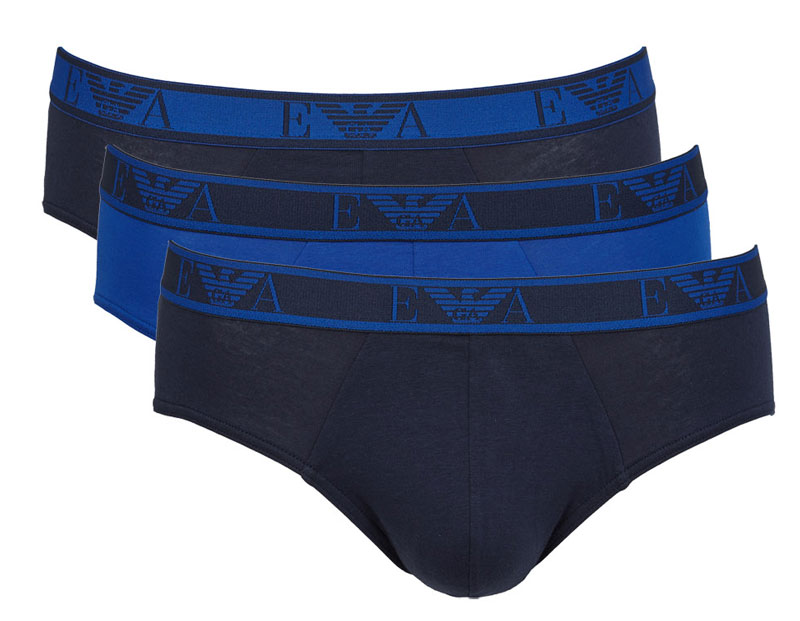 Armani slips 3-pack blauw stretch katoen