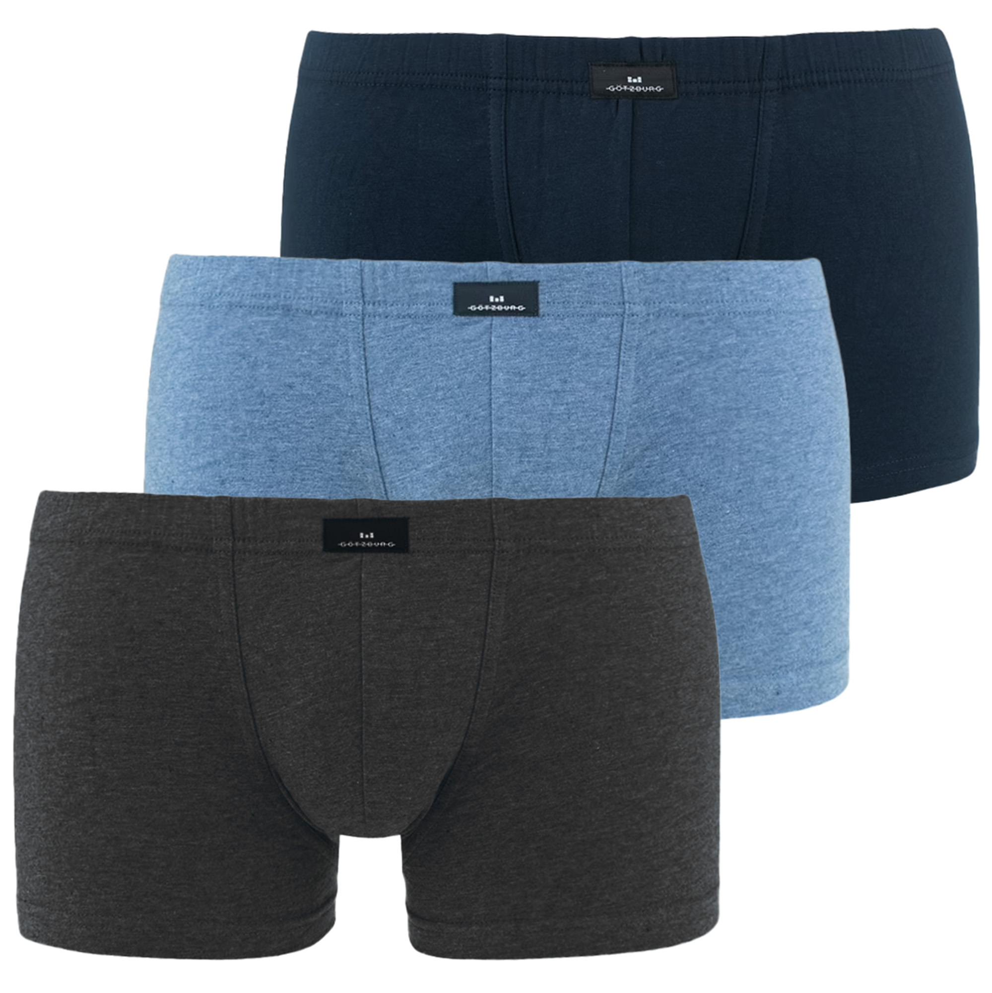 Gotzburg boxershorts stretch cotton 3-pack blauw grijs