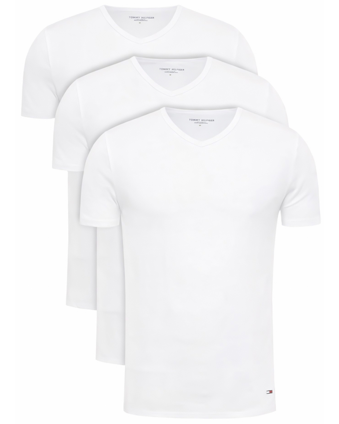 Tommy Hilfiger T-shirts V-hals stretch 3-pack wit