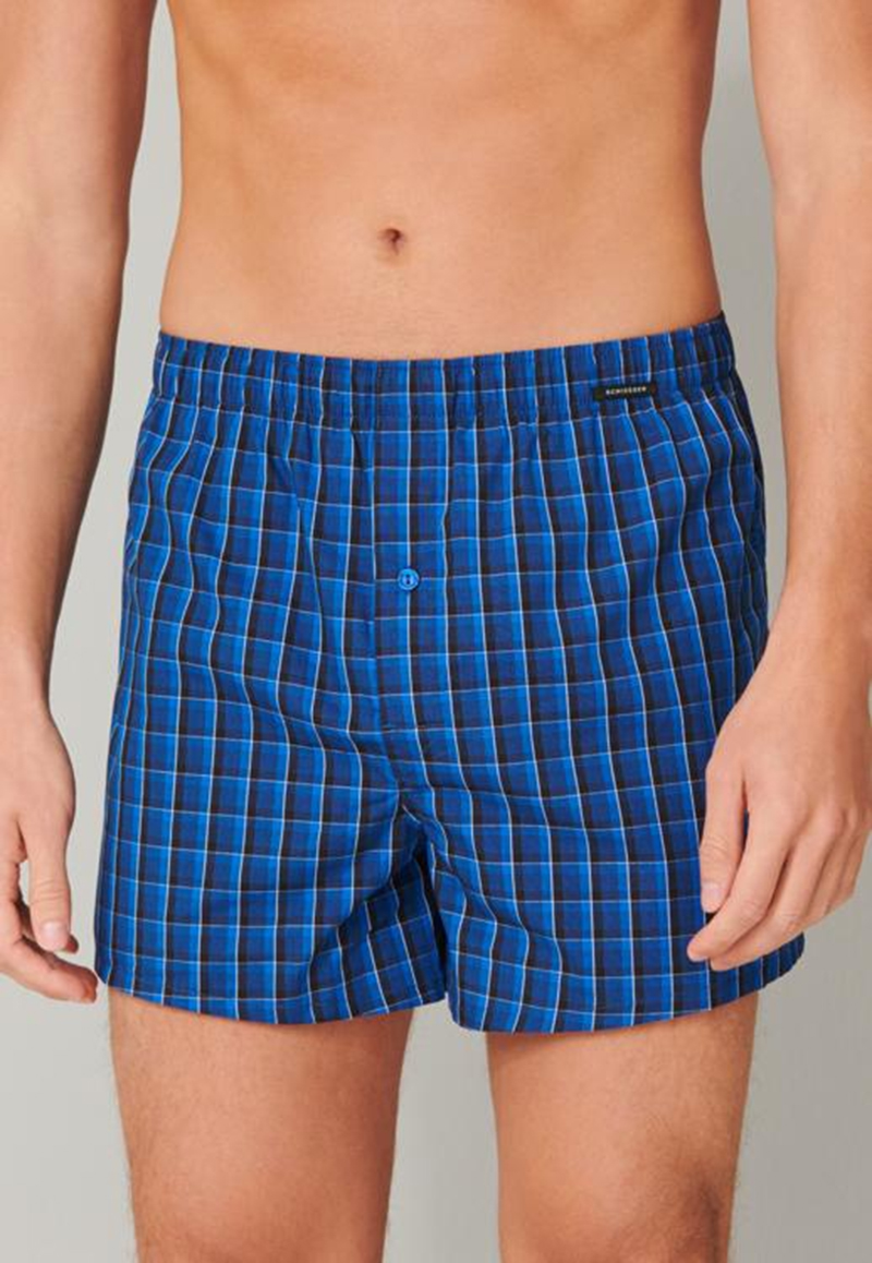 Schiesser Boxers met ruit blauw 2-pack