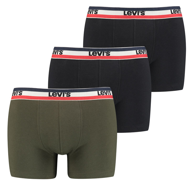 Levi's boxershorts zwart-groen 3-pack