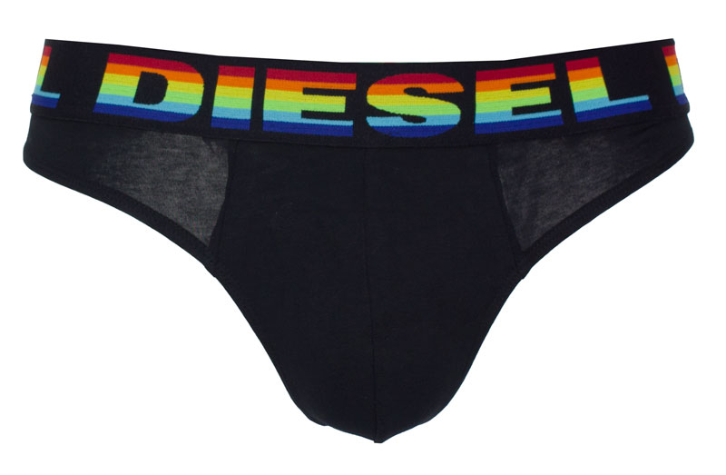 Diesel herenstrings Rainbow 3-pack zwart