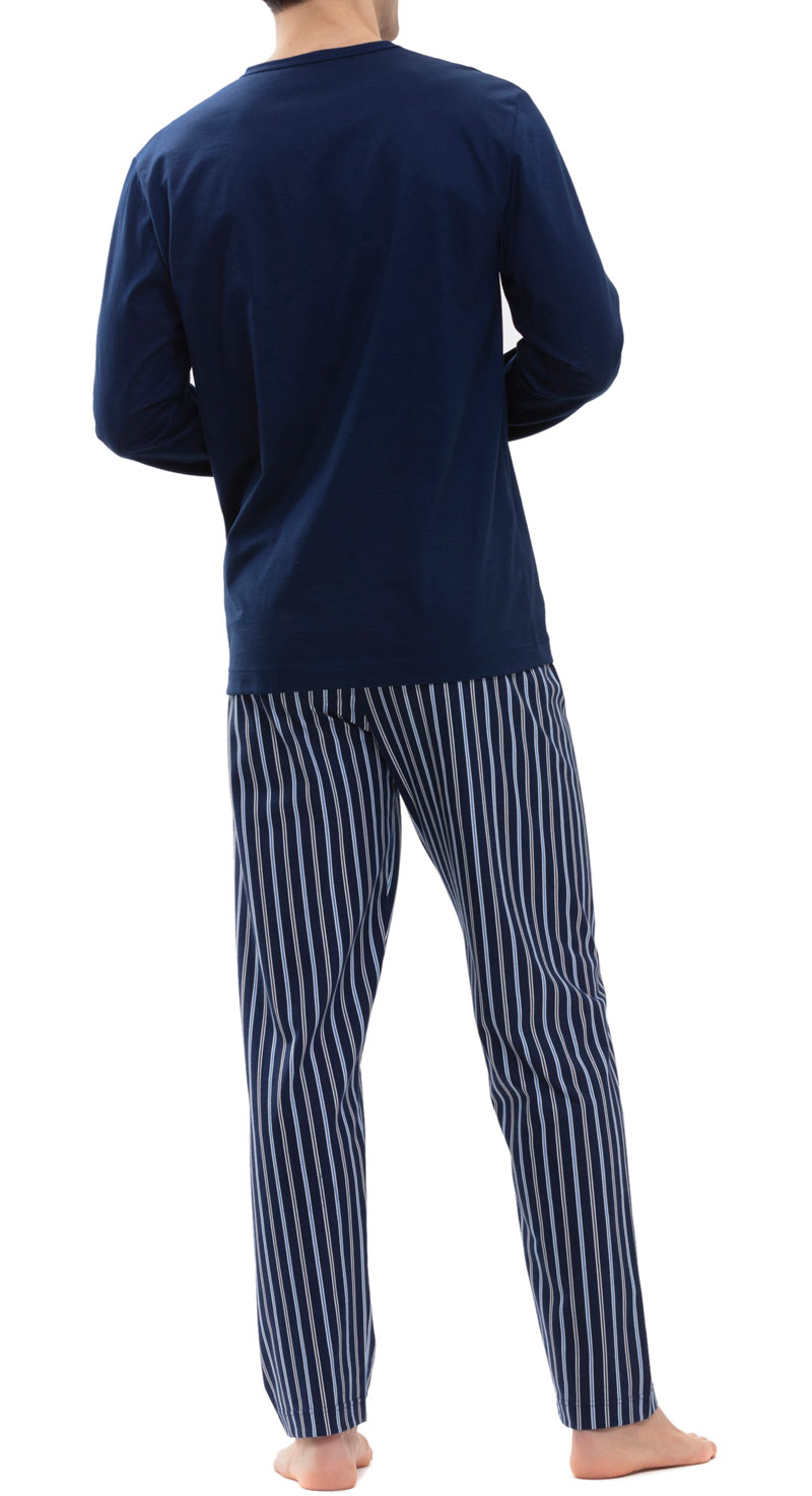 Mey Pyjama Portimo blauw achterkant