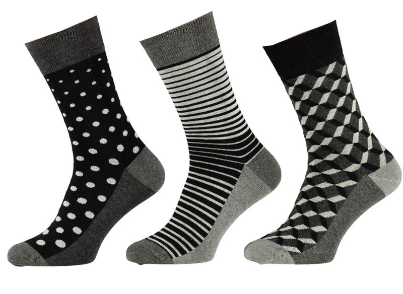 Apollo sokken 6-paar print zwart-grijs print 2